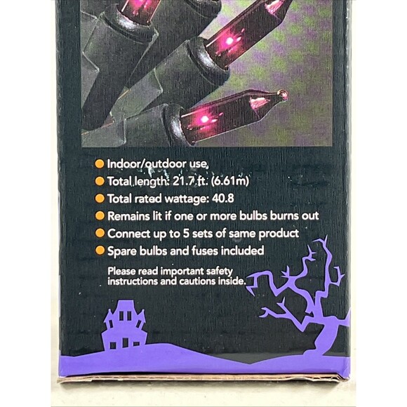 Purple Mini Light Set 100 Lights with Black Cord Indoor Outdoor 20ft UL Cert - Picture 3 of 8